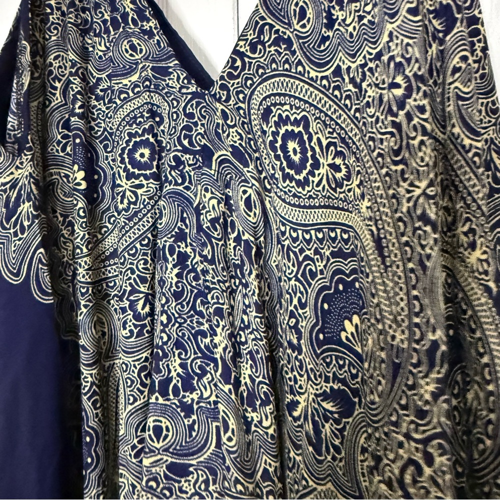 Elegant Navy and Cream Paisley Boho Jumpsuit - Picture 8 of 10